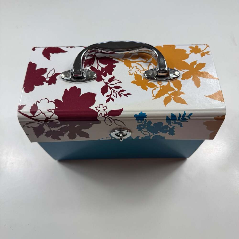 Staples Floral Expanding Accordion File Box Organizer with Metal Handle and Turn